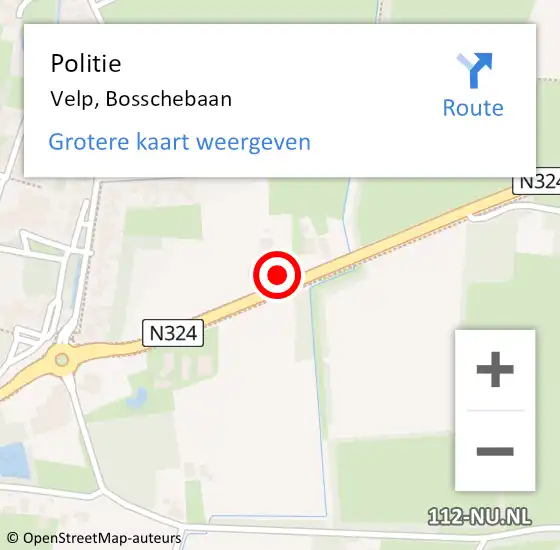 Locatie op kaart van de 112 melding: Politie Velp, Bosschebaan op 17 augustus 2024 13:46