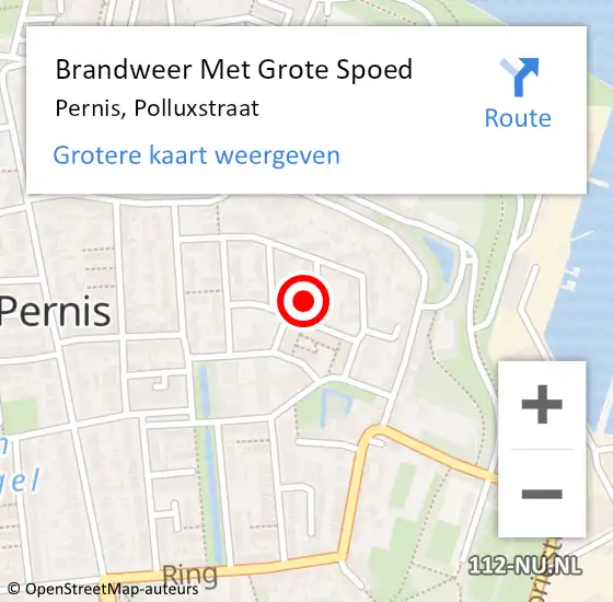 Locatie op kaart van de 112 melding: Brandweer Met Grote Spoed Naar Pernis, Polluxstraat op 17 augustus 2024 13:49