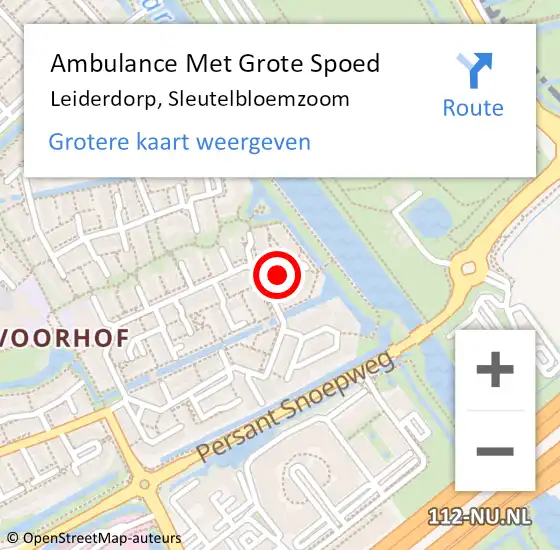 Locatie op kaart van de 112 melding: Ambulance Met Grote Spoed Naar Leiderdorp, Sleutelbloemzoom op 17 augustus 2024 14:16