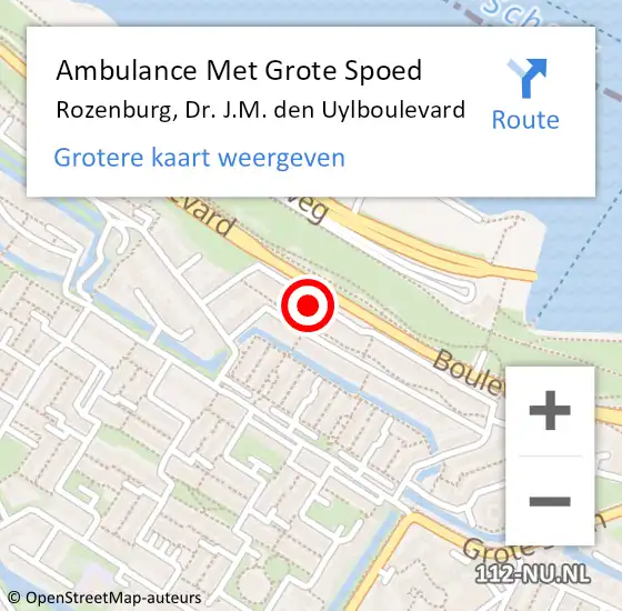 Locatie op kaart van de 112 melding: Ambulance Met Grote Spoed Naar Rozenburg, Dr. J.M. den Uylboulevard op 17 augustus 2024 14:26