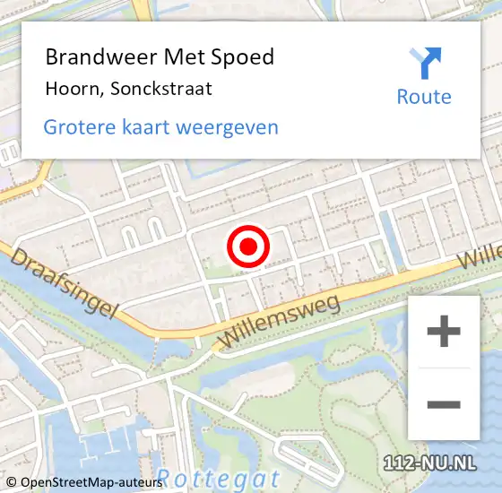 Locatie op kaart van de 112 melding: Brandweer Met Spoed Naar Hoorn, Sonckstraat op 17 augustus 2024 14:26