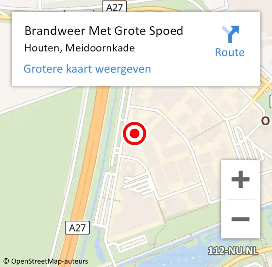 Locatie op kaart van de 112 melding: Brandweer Met Grote Spoed Naar Houten, Meidoornkade op 17 augustus 2024 14:44