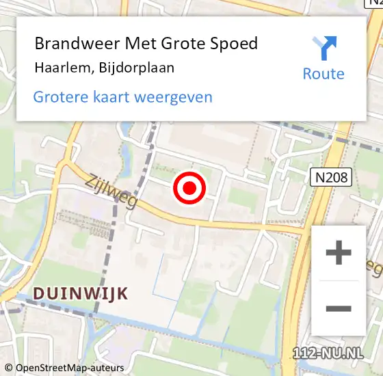 Locatie op kaart van de 112 melding: Brandweer Met Grote Spoed Naar Haarlem, Bijdorplaan op 17 augustus 2024 14:50