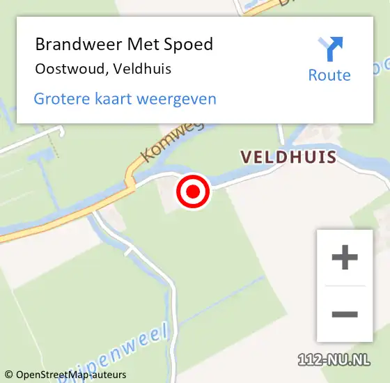 Locatie op kaart van de 112 melding: Brandweer Met Spoed Naar Oostwoud, Veldhuis op 17 augustus 2024 14:54