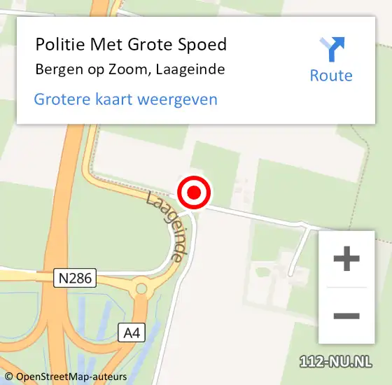 Locatie op kaart van de 112 melding: Politie Met Grote Spoed Naar Bergen op Zoom, Laageinde op 17 augustus 2024 14:58