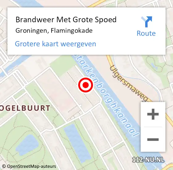 Locatie op kaart van de 112 melding: Brandweer Met Grote Spoed Naar Groningen, Flamingokade op 17 augustus 2024 15:03