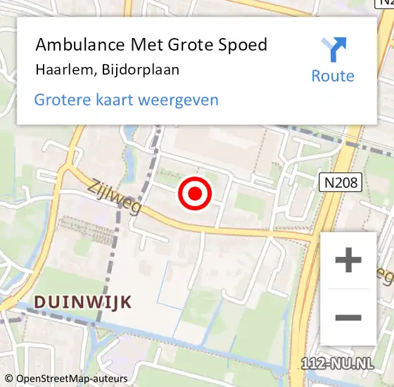 Locatie op kaart van de 112 melding: Ambulance Met Grote Spoed Naar Haarlem, Bijdorplaan op 17 augustus 2024 15:05