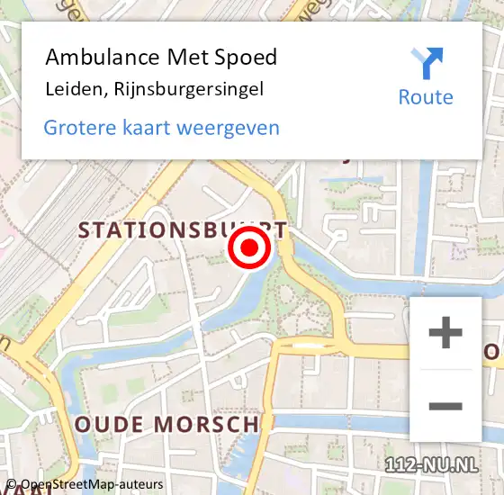 Locatie op kaart van de 112 melding: Ambulance Met Spoed Naar Leiden, Rijnsburgersingel op 17 augustus 2024 15:06