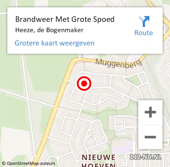 Locatie op kaart van de 112 melding: Brandweer Met Grote Spoed Naar Heeze, de Bogenmaker op 17 augustus 2024 15:06