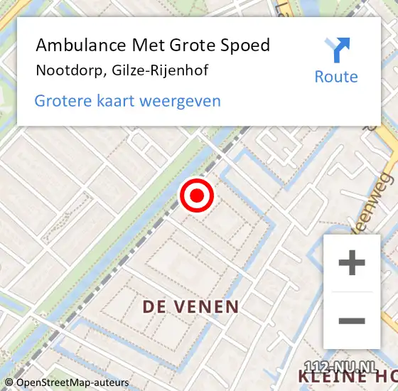 Locatie op kaart van de 112 melding: Ambulance Met Grote Spoed Naar Nootdorp, Gilze-Rijenhof op 17 augustus 2024 15:09