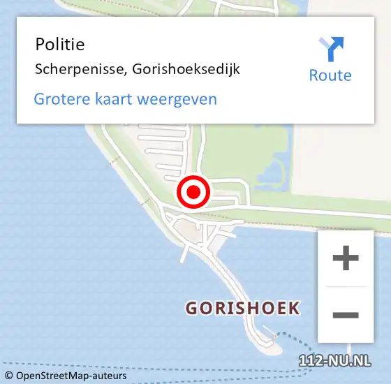 Locatie op kaart van de 112 melding: Politie Scherpenisse, Gorishoeksedijk op 17 augustus 2024 15:42