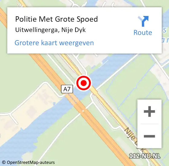 Locatie op kaart van de 112 melding: Politie Met Grote Spoed Naar Uitwellingerga, Nije Dyk op 17 augustus 2024 15:53