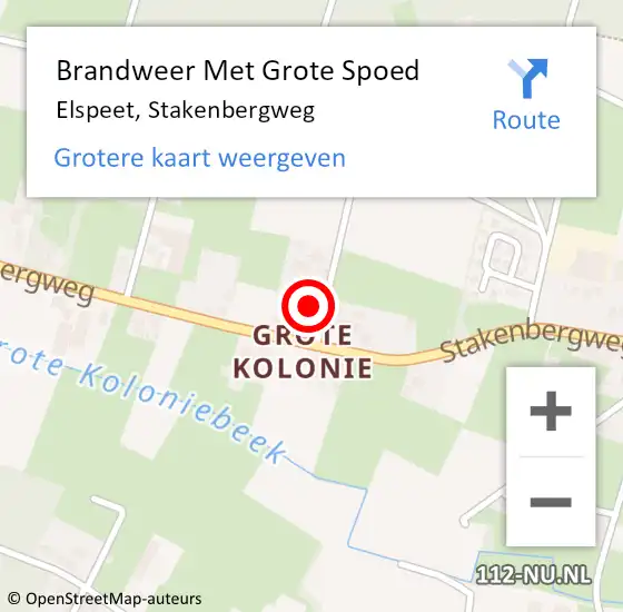 Locatie op kaart van de 112 melding: Brandweer Met Grote Spoed Naar Elspeet, Stakenbergweg op 17 augustus 2024 15:55