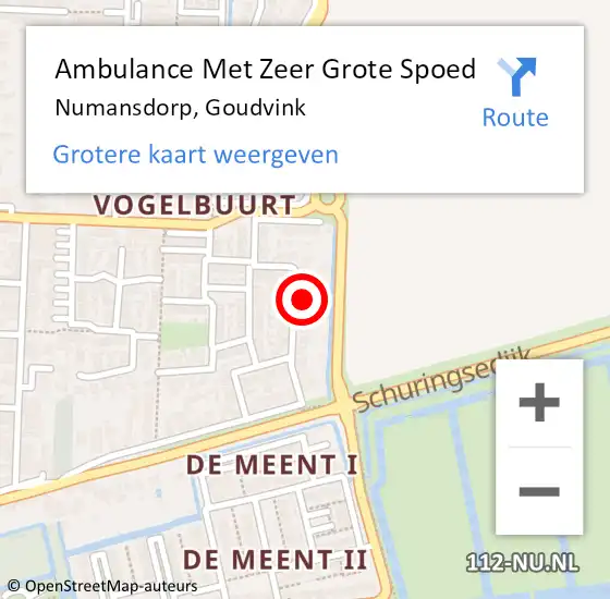 Locatie op kaart van de 112 melding: Ambulance Met Zeer Grote Spoed Naar Numansdorp, Goudvink op 17 augustus 2024 16:04