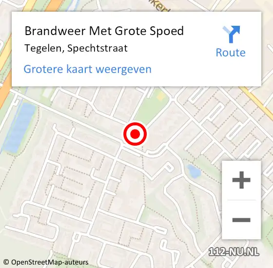 Locatie op kaart van de 112 melding: Brandweer Met Grote Spoed Naar Tegelen, Spechtstraat op 17 augustus 2024 16:11