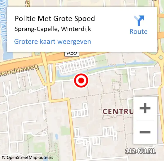 Locatie op kaart van de 112 melding: Politie Met Grote Spoed Naar Sprang-Capelle, Winterdijk op 17 augustus 2024 16:13