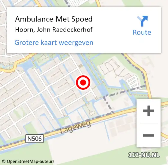 Locatie op kaart van de 112 melding: Ambulance Met Spoed Naar Hoorn, John Raedeckerhof op 17 augustus 2024 16:17