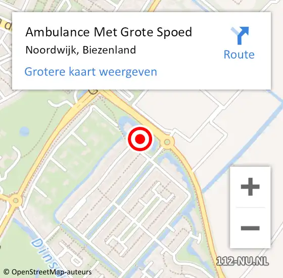 Locatie op kaart van de 112 melding: Ambulance Met Grote Spoed Naar Noordwijk, Biezenland op 17 augustus 2024 16:32