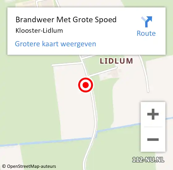 Locatie op kaart van de 112 melding: Brandweer Met Grote Spoed Naar Klooster-Lidlum op 17 augustus 2024 16:33