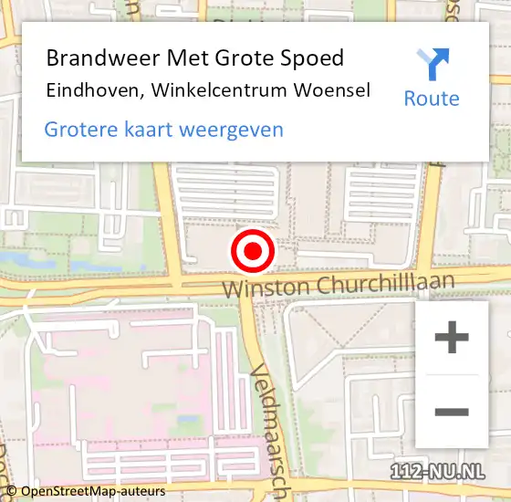 Locatie op kaart van de 112 melding: Brandweer Met Grote Spoed Naar Eindhoven, Winkelcentrum Woensel op 17 augustus 2024 16:41