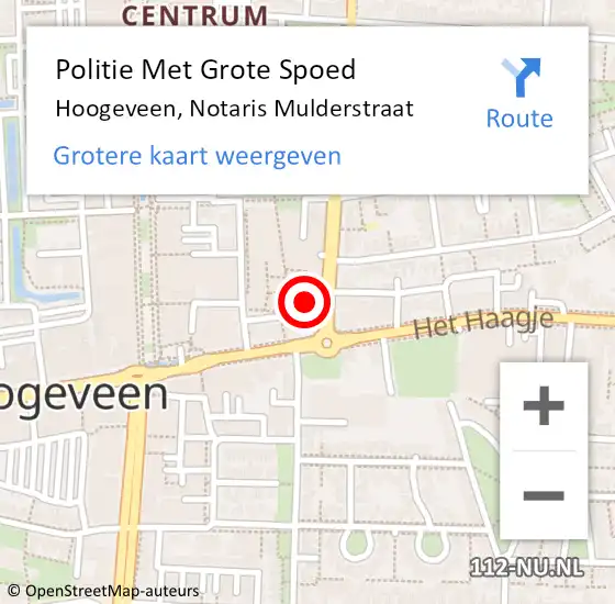 Locatie op kaart van de 112 melding: Politie Met Grote Spoed Naar Hoogeveen, Notaris Mulderstraat op 17 augustus 2024 16:48