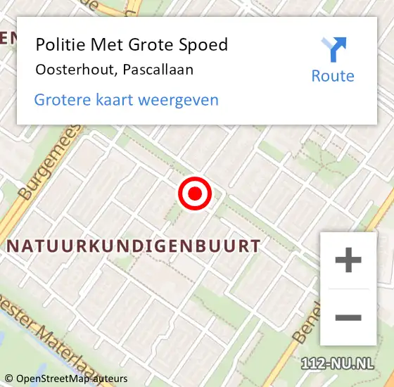 Locatie op kaart van de 112 melding: Politie Met Grote Spoed Naar Oosterhout, Pascallaan op 17 augustus 2024 17:12