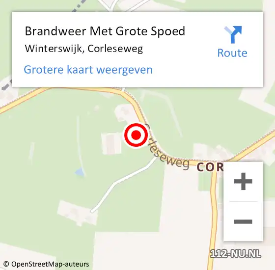 Locatie op kaart van de 112 melding: Brandweer Met Grote Spoed Naar Winterswijk, Corleseweg op 17 augustus 2024 17:18