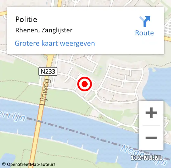 Locatie op kaart van de 112 melding: Politie Rhenen, Zanglijster op 17 augustus 2024 17:19