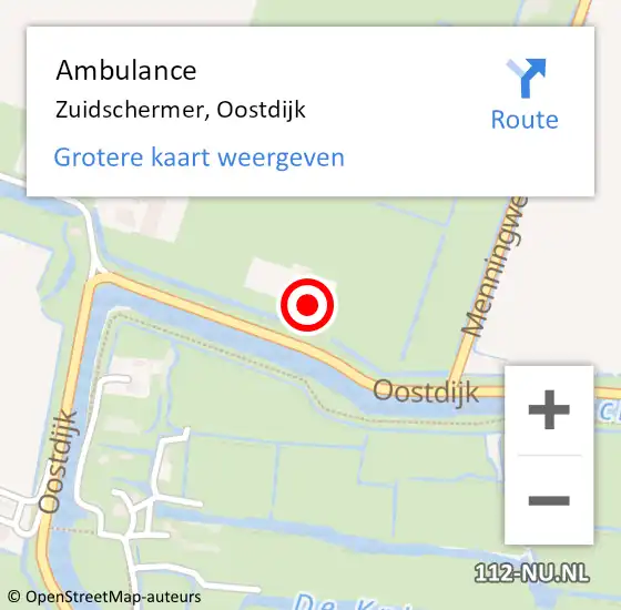 Locatie op kaart van de 112 melding: Ambulance Zuidschermer, Oostdijk op 17 augustus 2024 17:43