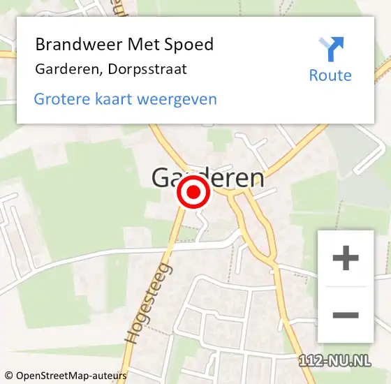 Locatie op kaart van de 112 melding: Brandweer Met Spoed Naar Garderen, Dorpsstraat op 17 augustus 2024 17:55