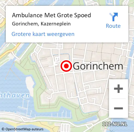 Locatie op kaart van de 112 melding: Ambulance Met Grote Spoed Naar Gorinchem, Kazerneplein op 17 augustus 2024 17:55