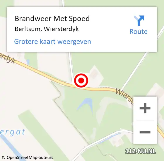 Locatie op kaart van de 112 melding: Brandweer Met Spoed Naar Berltsum, Wiersterdyk op 17 augustus 2024 18:01