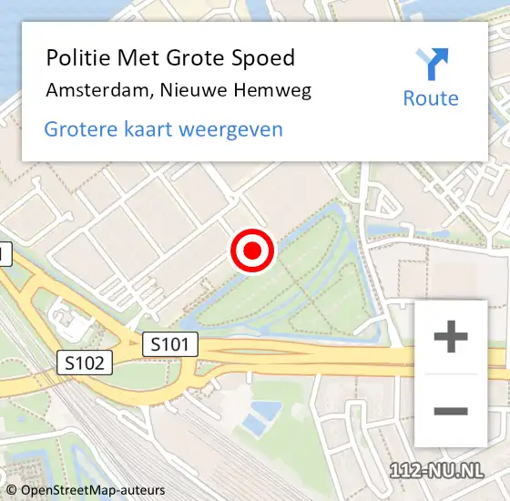 Locatie op kaart van de 112 melding: Politie Met Grote Spoed Naar Amsterdam, Nieuwe Hemweg op 17 augustus 2024 18:04