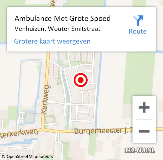 Locatie op kaart van de 112 melding: Ambulance Met Grote Spoed Naar Venhuizen, Wouter Smitstraat op 17 augustus 2024 18:37