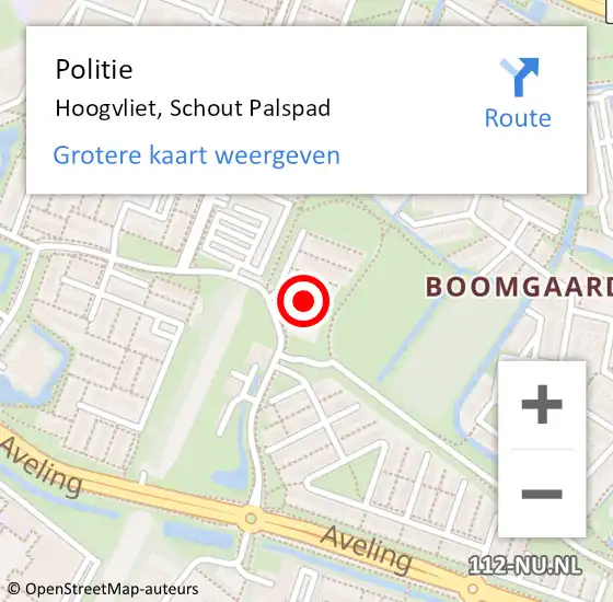 Locatie op kaart van de 112 melding: Politie Hoogvliet, Schout Palspad op 17 augustus 2024 18:43