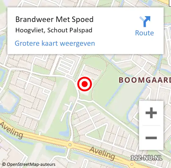 Locatie op kaart van de 112 melding: Brandweer Met Spoed Naar Hoogvliet, Schout Palspad op 17 augustus 2024 18:49