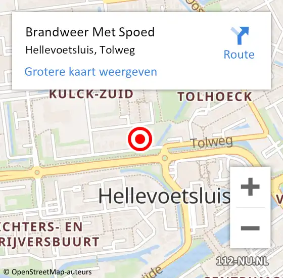 Locatie op kaart van de 112 melding: Brandweer Met Spoed Naar Hellevoetsluis, Tolweg op 17 augustus 2024 19:03