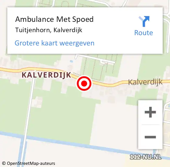 Locatie op kaart van de 112 melding: Ambulance Met Spoed Naar Tuitjenhorn, Kalverdijk op 17 augustus 2024 19:26