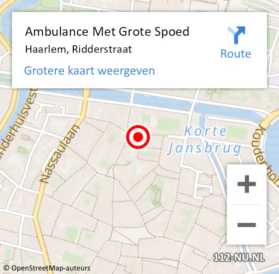 Locatie op kaart van de 112 melding: Ambulance Met Grote Spoed Naar Haarlem, Ridderstraat op 17 augustus 2024 19:28