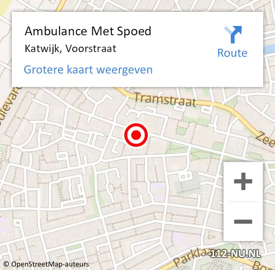 Locatie op kaart van de 112 melding: Ambulance Met Spoed Naar Katwijk, Voorstraat op 17 augustus 2024 19:35