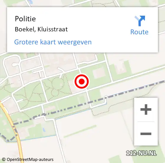 Locatie op kaart van de 112 melding: Politie Boekel, Kluisstraat op 17 augustus 2024 19:41