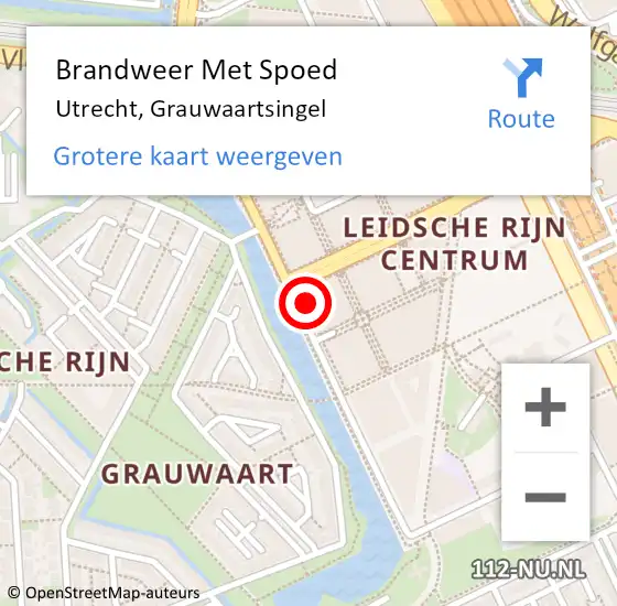 Locatie op kaart van de 112 melding: Brandweer Met Spoed Naar Utrecht, Grauwaartsingel op 17 augustus 2024 19:42