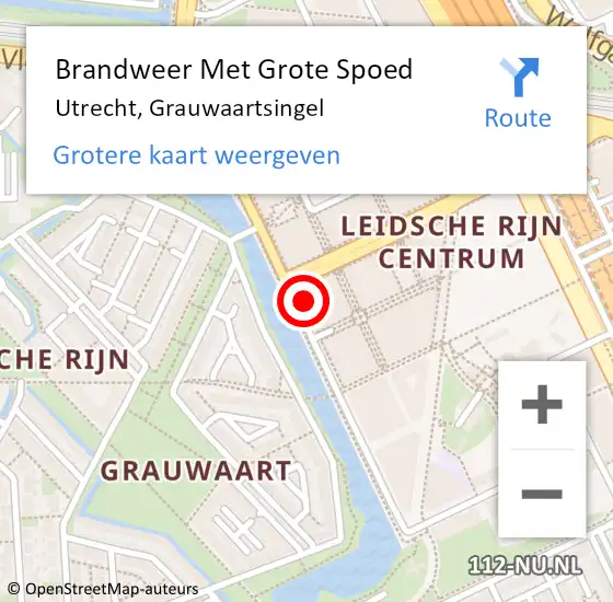 Locatie op kaart van de 112 melding: Brandweer Met Grote Spoed Naar Utrecht, Grauwaartsingel op 17 augustus 2024 19:45