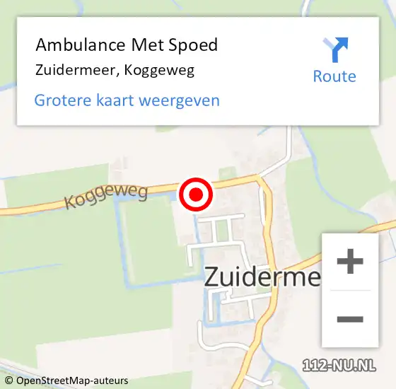 Locatie op kaart van de 112 melding: Ambulance Met Spoed Naar Zuidermeer, Koggeweg op 17 augustus 2024 19:46