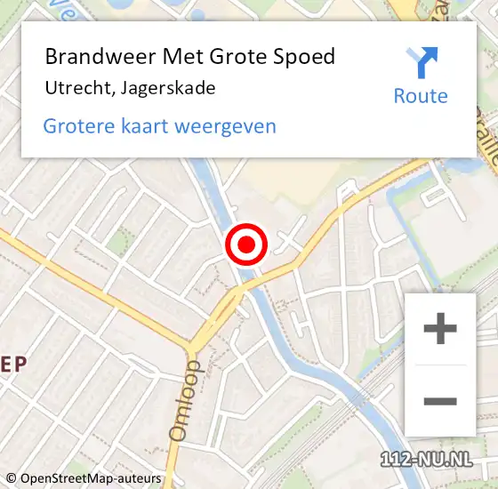 Locatie op kaart van de 112 melding: Brandweer Met Grote Spoed Naar Utrecht, Jagerskade op 17 augustus 2024 19:48