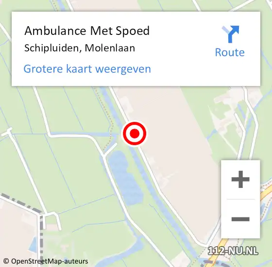 Locatie op kaart van de 112 melding: Ambulance Met Spoed Naar Schipluiden, Molenlaan op 17 augustus 2024 19:54