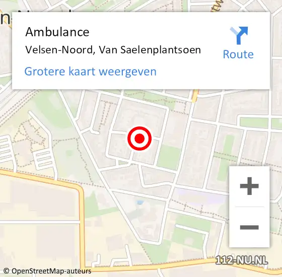 Locatie op kaart van de 112 melding: Ambulance Velsen-Noord, Van Saelenplantsoen op 17 augustus 2024 19:56