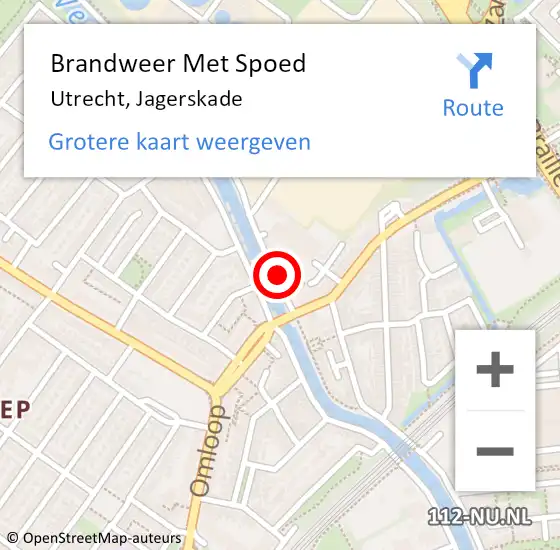 Locatie op kaart van de 112 melding: Brandweer Met Spoed Naar Utrecht, Jagerskade op 17 augustus 2024 20:01