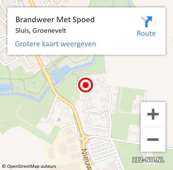 Locatie op kaart van de 112 melding: Brandweer Met Spoed Naar Sluis, Groenevelt op 17 augustus 2024 20:03