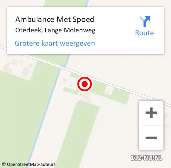 Locatie op kaart van de 112 melding: Ambulance Met Spoed Naar Oterleek, Lange Molenweg op 16 oktober 2014 16:36